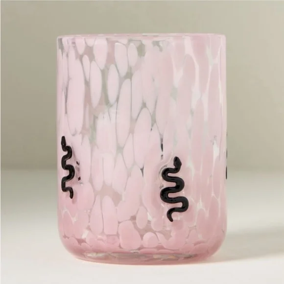 Anthropologie Mystic Icon Juice Glass Snake Pink Confetti - Picture 1 of 4